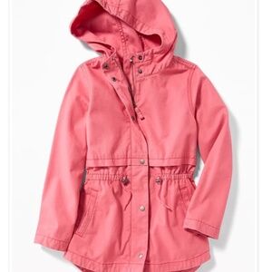 Old Navy Pink Field Jacket with Hood and Cinched Waist - Girls size 14